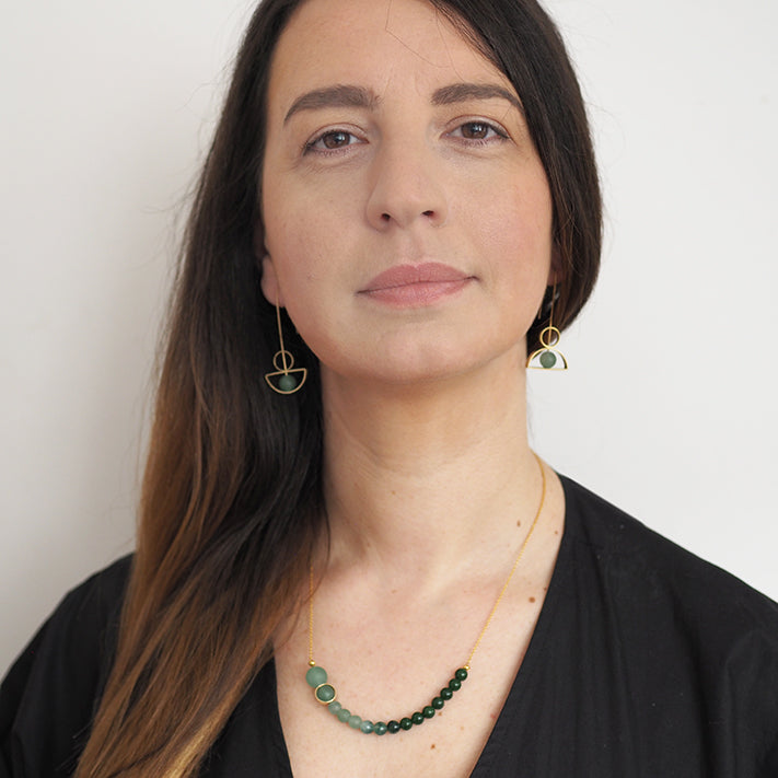 atoll necklace | seagrass jade and Aventurine and brass| by brass+bold