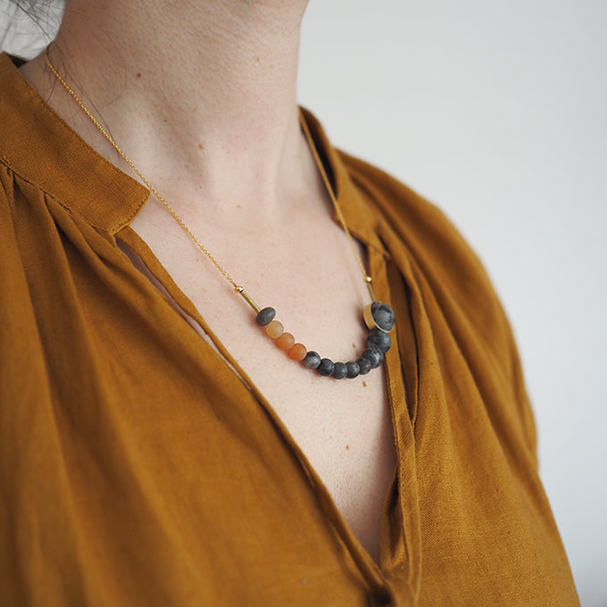 atoll necklace | lava Labradorite and agate and brass| by brass+bold