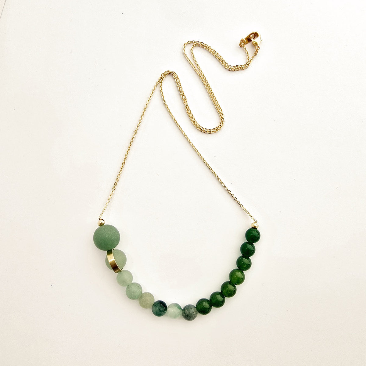 atoll necklace | seagrass jade and Aventurine and brass| by brass+bold