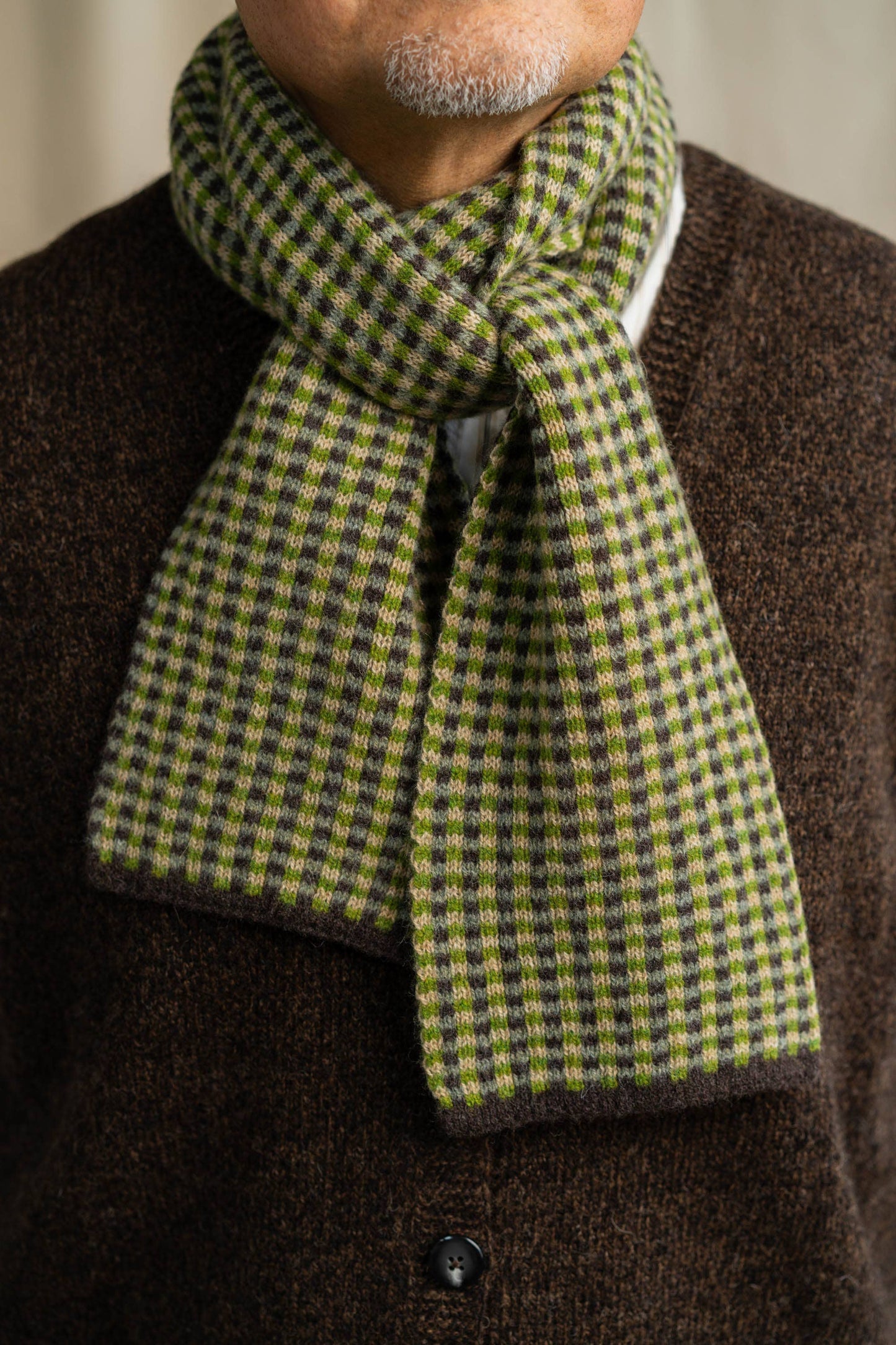 ROVE Knitwear - Small Check Scarf | Green