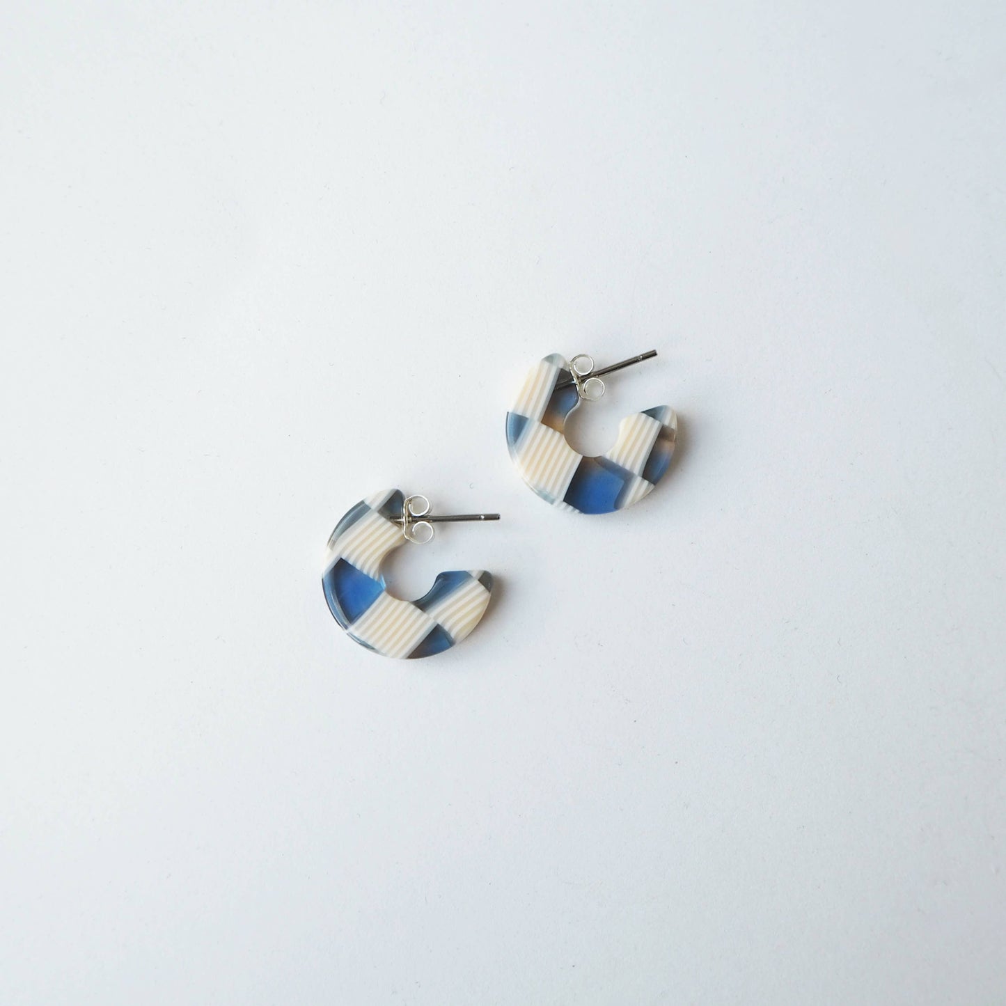Custom Made - Ocean Checker Super Mini Hoop Earrings
