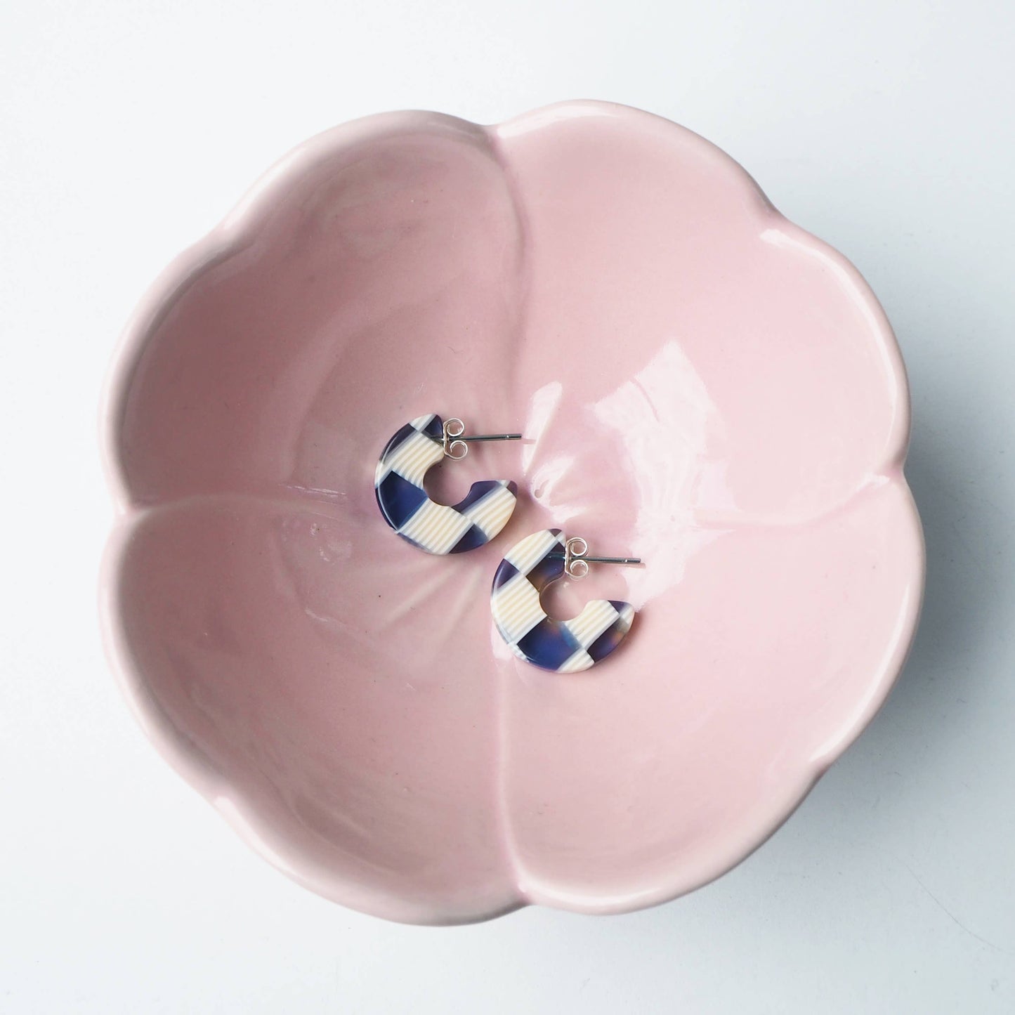 Custom Made - Ocean Checker Super Mini Hoop Earrings