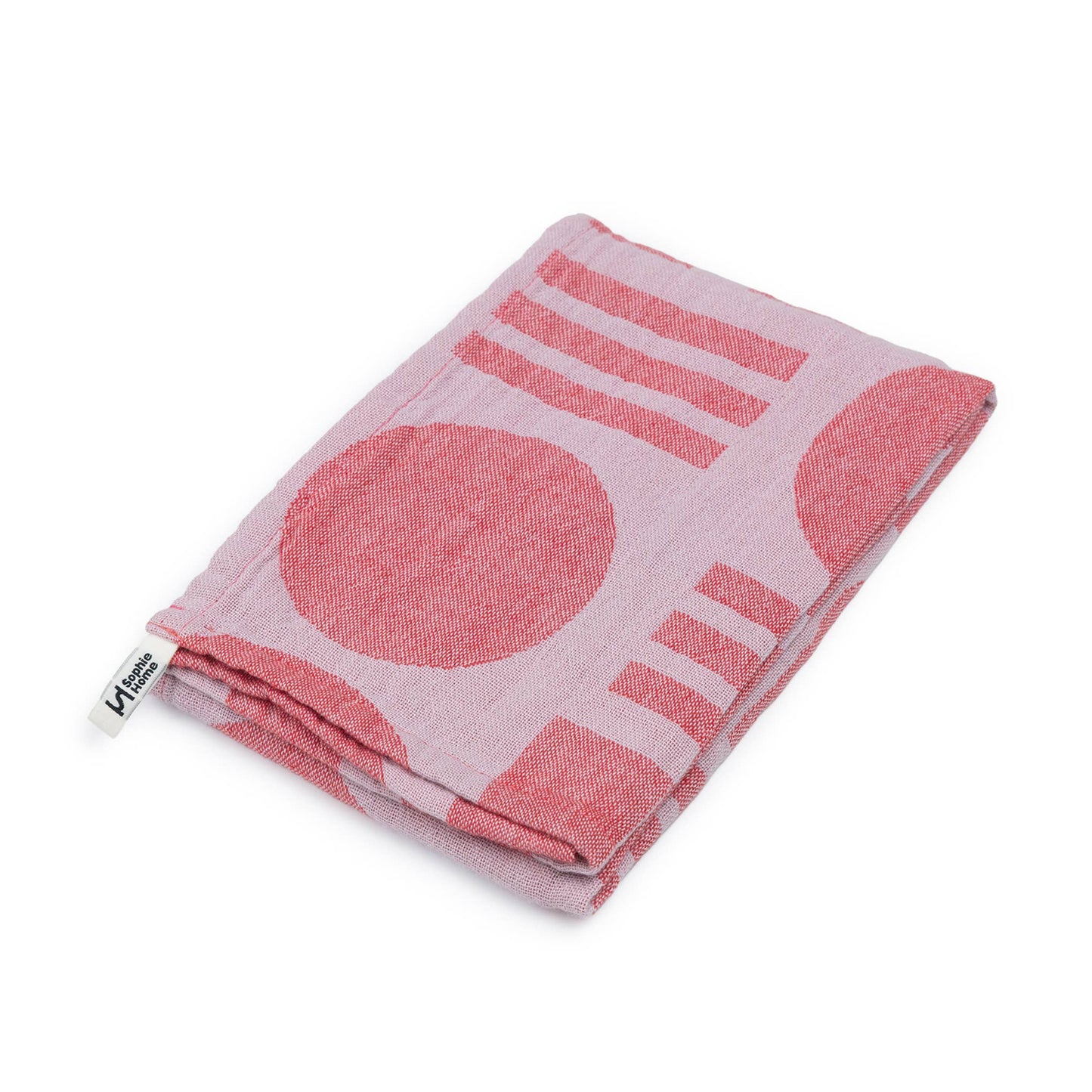 Sophie Home Ltd - Designer Cotton Tea Towel: Stack the Dishes Pink