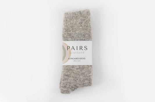 Ultra Soft Undyed Grey Alpaca Bed Socks: Medium (UK 8-10)