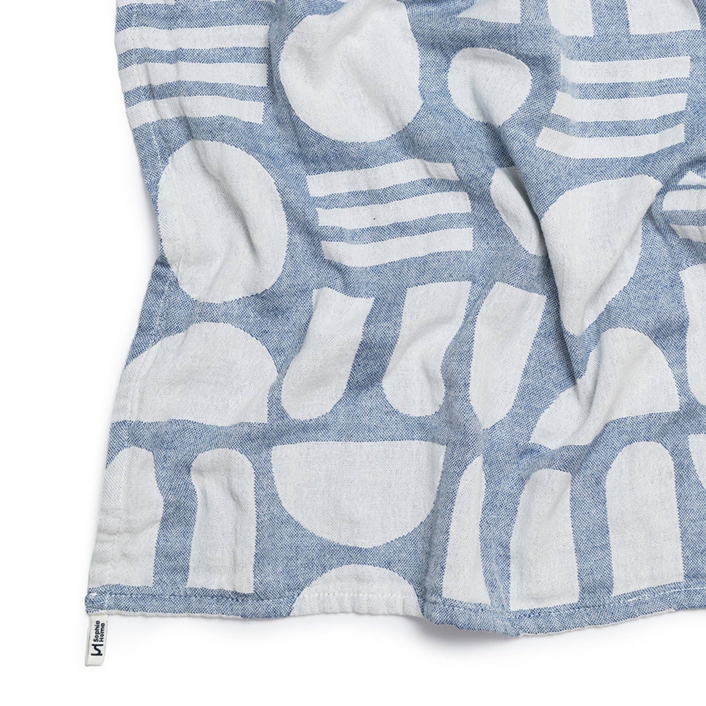 Sophie Home Ltd - Designer Cotton Tea Towel: Stack the Dishes Cobalt