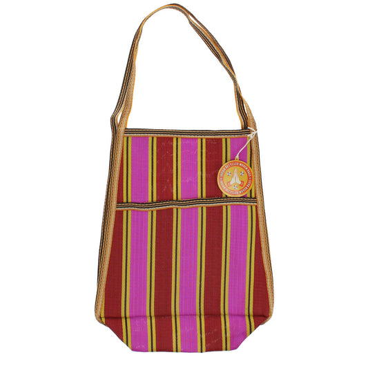 Rex London UK - Recycled woven bag with side pocket - Yellow, pink, red