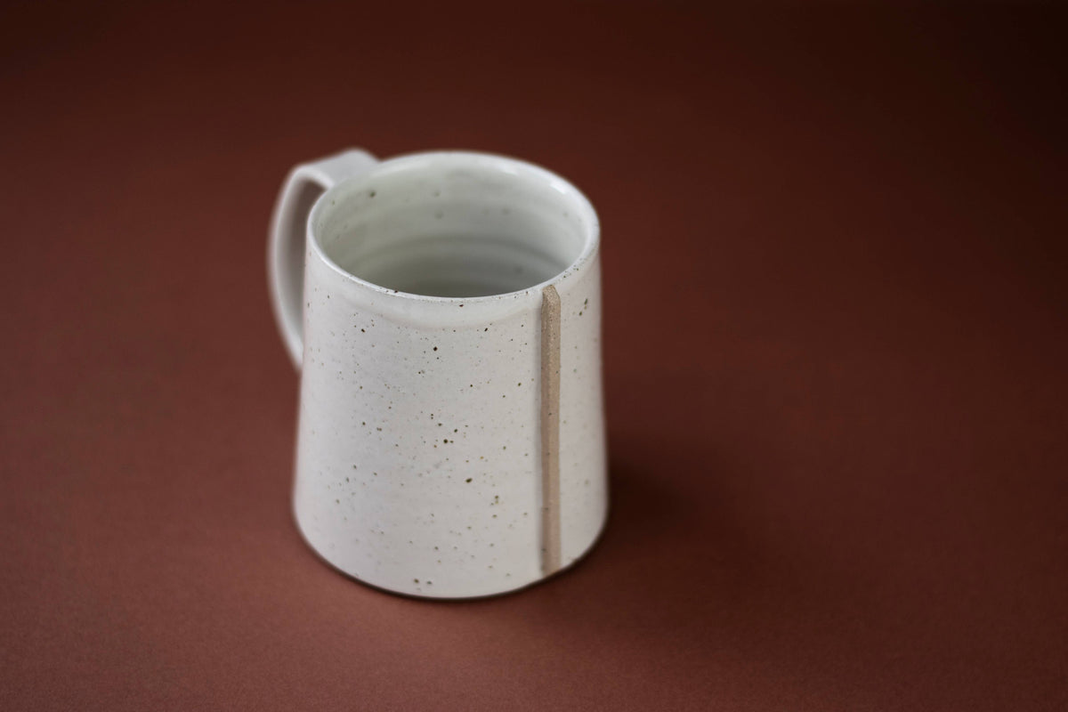 Silverceramics - Ceramic Mug Line Detail - Off White Fleck - Large - Handmade