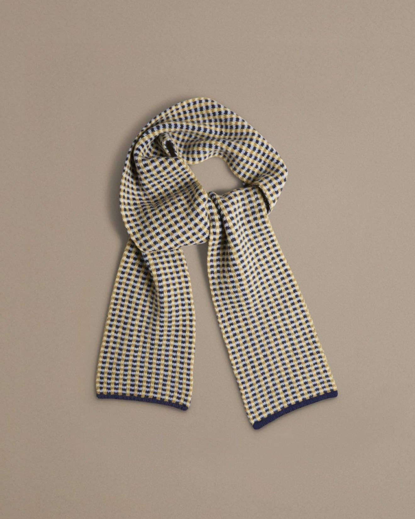 ROVE Knitwear - Small Check Scarf | Navy