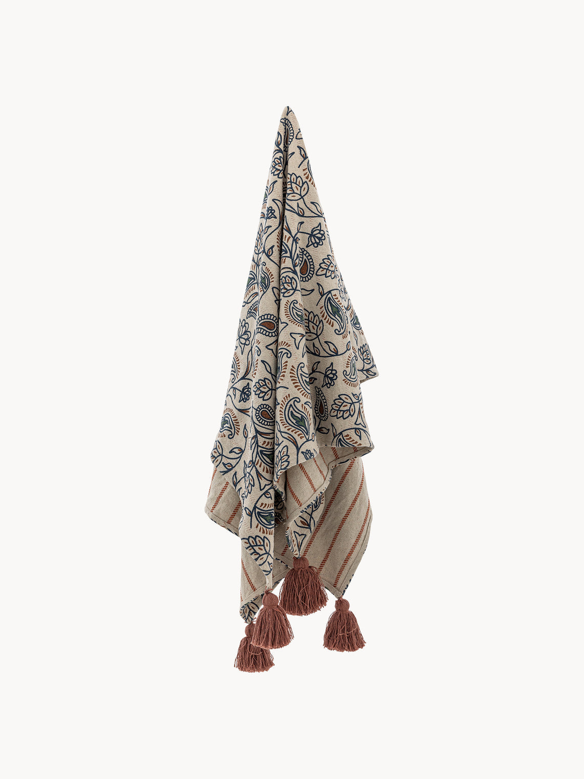 PAISLEY THROW| BLOOMINGVILLE | BLUE AND BROWN  |MIXED FIBRES