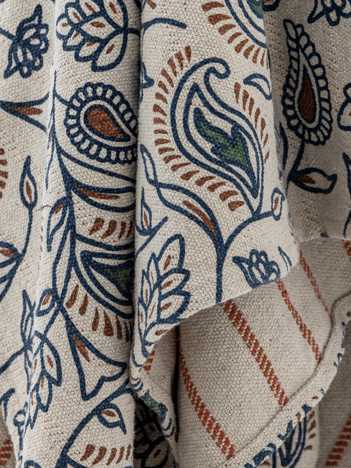 PAISLEY THROW| BLOOMINGVILLE | BLUE AND BROWN  |MIXED FIBRES