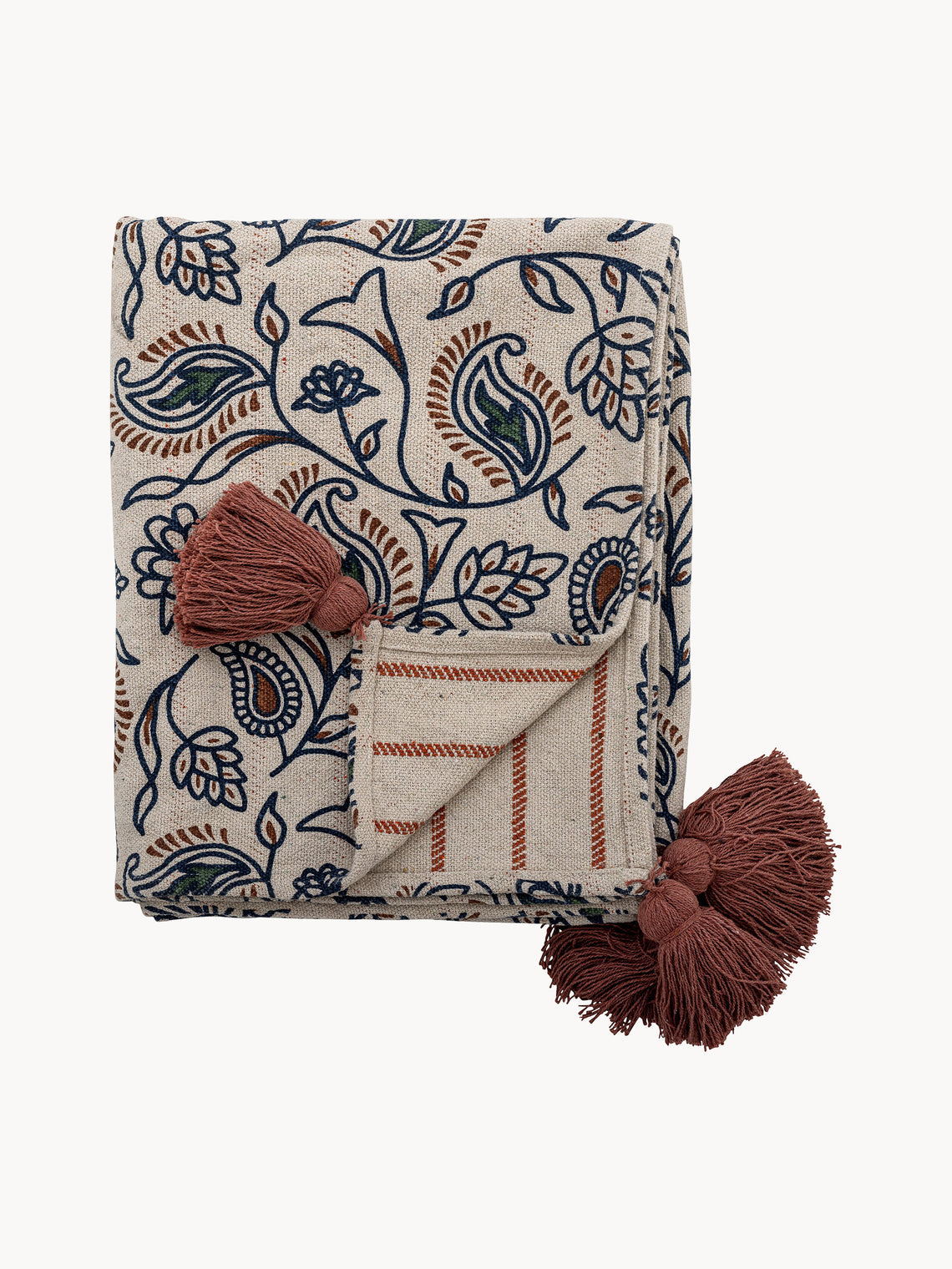 PAISLEY THROW| BLOOMINGVILLE | BLUE AND BROWN  |MIXED FIBRES