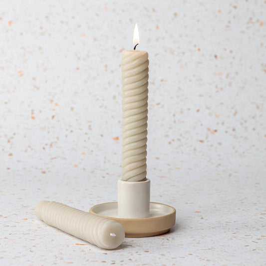 Ostie Tapered Candles Stone | SET OF TWO