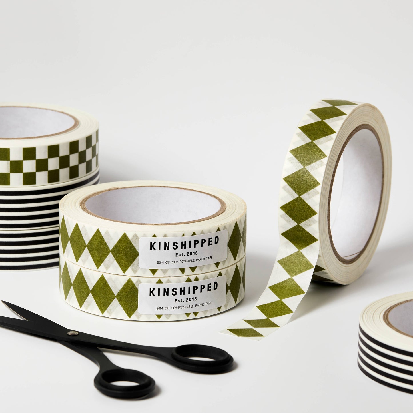 PAPER TAPE - MOSS GREEN DIAMOND