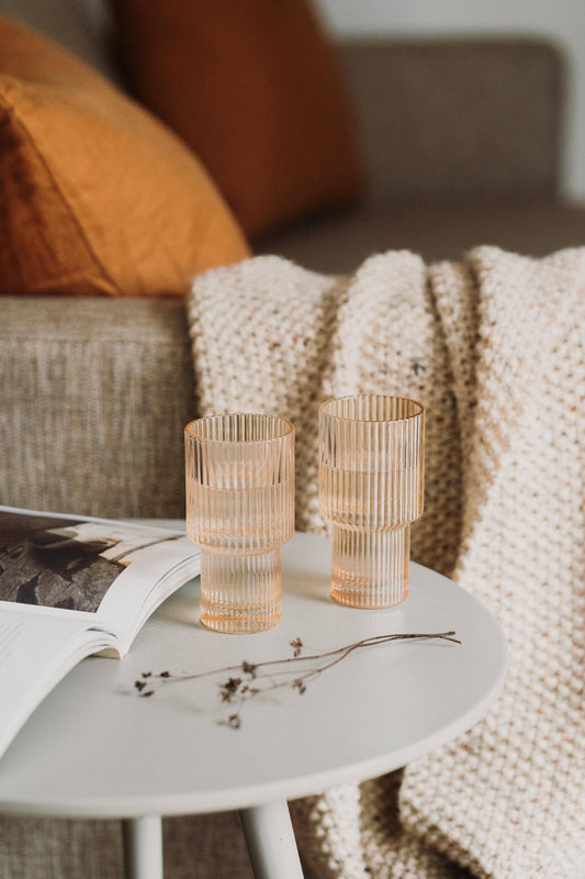 TALL FLUTED RIPPLE GLASSES | AMBER | IVYMORE